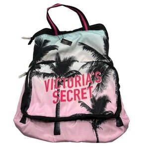Victoria's Secret Convertible Backpack Tote Palm Tree Pink Vacation‎ Beach NWT